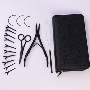 TEEJAY / Kit d'outils pour extensions de cheveux noir, personnalisable avec votre marque, pour salon, pinces en acier inoxydable, extensions de perruques OEM - Product Image 1
