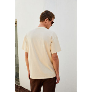 Camiseta BOLICHE para Hombre, Corte Holgado, 100% Algodón Orgánico, Cuello Redondo, Color Beige Claro, Disponible hasta la Talla 5XL - Product Image 4