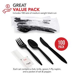 Paquetes de Cubiertos Desechables Ecológicos Richfull para Fiestas, Saleros y Pimenteros - Cantidad Personalizable, Biodegradables y Ecológicos - Product Image 4