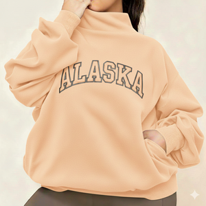 Pull-over décontracté surdimensionné en maille à col roulé pour femme, hiver, ample, doux, style streetwear, haut tendance avec design frontal, 100 % coton - Product Image 1