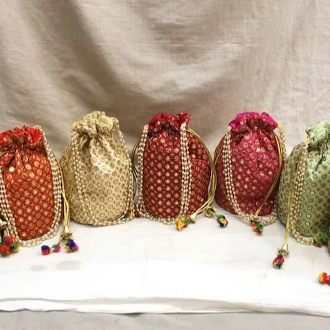 Embroidered Clutch Purse Potli Bag Pouch Drawstring Bag Wedding Favor Return Gift