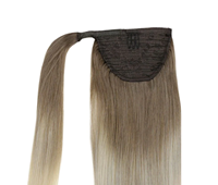 Extensions de cheveux humains vierges Remy de qualité supérieure, sans couture, double épaisseur, queue de cheval à enrouler en une seule pièce, couleur blonde ombrée