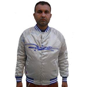 Blousons bombardiers de baseball universitaire en satin avec logo personnalisé grande taille design hivernal décontracté avec décoration de boutons tissu polyester lavé - Product Image 1