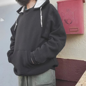 Sudadera con capucha del fabricante Chunky Loose Men's Hoodie Acid Wash 100% Cotton Street Pullover Sudadera - Product Image 3