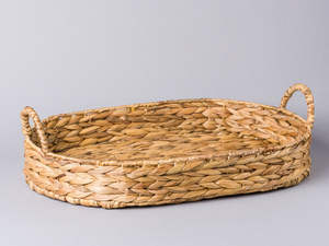 Organizador de cesta de almacenamiento tejido de jacinto de agua natural con asas integradas cesta de bandeja de servicio de diseño abierto - Product Image 2