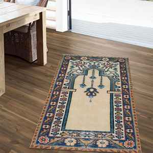 Tapis de prière à motifs vintage, tapis floral, tapis beiges, tapis de prière de style antique, tapis doux non tissé - Product Image 5