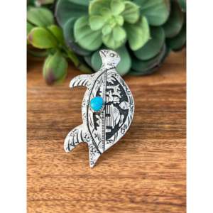 Anillo Ajustable de Tortuga en Plata de Ley y Turquesa Rose Singer, Talla 7, para Regalo - Product Image 5