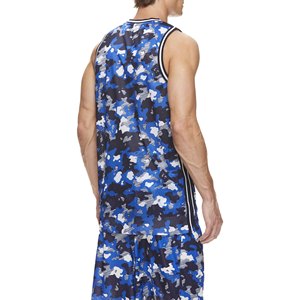 Fully Customized Men's Blue Camouflage Basketball Tank <b>Top</b> Sleeveless Mesh Breathable Athletic Wear Crew Neck Sublimated Print - Product Image 2