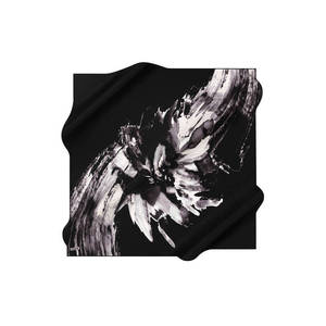 Floral Pattern Black Silk Square Scarf Fashion Custom Style - Product Image 1