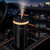 Diffuseur d'arômes intelligent pour voiture, lumière d'ambiance 360°, brume nano ultrasonique, rechargeable par type-C, sans fil