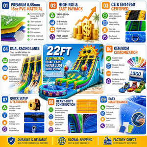 Toboggan aquatique gonflable commercial de 22 pieds avec piscine, en PVC robuste, pour les entreprises de location - Product Image 4
