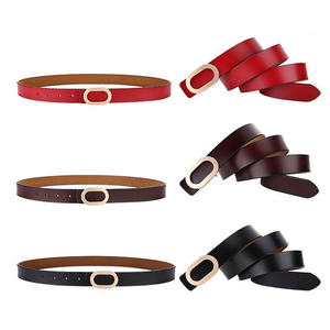 Cinturones de Cuero de Moda para Mujer, Cinturones de Cuero Genuino con Hebillas Lisas, Cinturón de Jeans de Cuero Genuino de Fábrica - Product Image 4