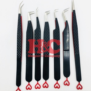 Professional Stainless Steel Heart Design Eyelash <b>Tweezers</b> for Lash Extension Durable Pink Red Strong Tip Sustainable - Product Image 4