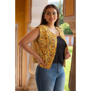 <b>Women's</b> Floral Print Puffer Vest <b>Knitted</b> <b>Waistcoat</b> with Embroidery Vintage Decoration for Spring Winter Parties Outer Wear - Product Image 4