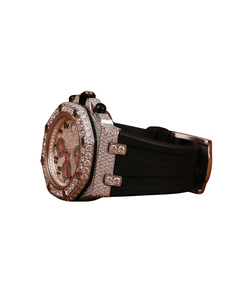 Men's Smart White Dial Hand <b>Watch</b> Full Diamond Chronograph Business Gift Fashion Style Quartz Movement Glass <b>Rubber</b> Band - Product Image 2