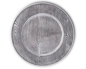 Assiette de présentation texturée en grain de bois blanchi rustique Assiette de service ronde de style ferme avec finition en bois vieilli - Product Image 4