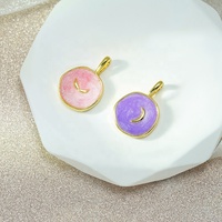Mignon coloré 18K plaqué or rose beignet goutte d'huile breloques cuivre mosaïque émail pendentifs pour collier Bracelet fabrication de bijoux bricolage