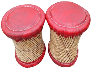 Rotin Bambou Osier Pied Tabouret Ottoman Tabouret Artisanat Ottoman Repose-pieds Tabouret Os Incrustation Console - Product Image 5