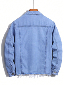 Veste en jean personnalisée 100% coton pour hommes, manteau en jean de couleur unie, fabricant et fournisseur fiables - Product Image 5