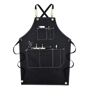 Tablier de cuisine en toile imperméable pour chef serveuse Tablier en coton imperméable avec sangles et poches réglables - Product Image 1