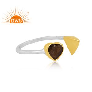 Anillo ajustable de piedras preciosas de obsidiana de brillo de oro Natural de plata de ley fina de la mejor calidad, joyería personalizada para mujer, regalo para ella - Product Image 3