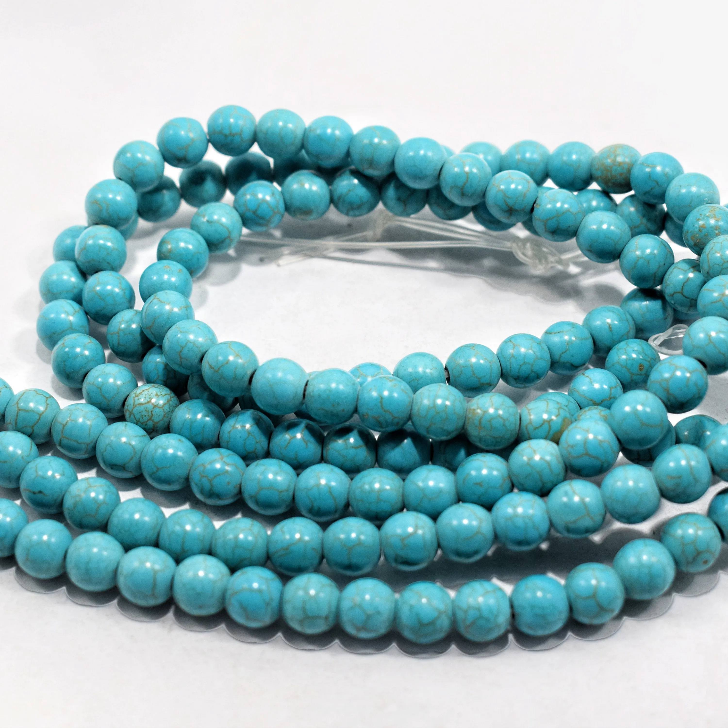 Blue Turquoise Beads | Round Natural Gemstone Loose Beads |
