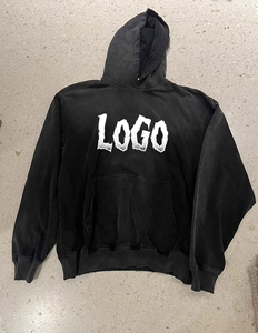 Sweat à capuche unisexe en molleton 100% coton, coupe classique, style streetwear vintage, effet délavé soleil et délavé à l'acide, effet usé, sans cordon, pour l'hiver - Product Image 2