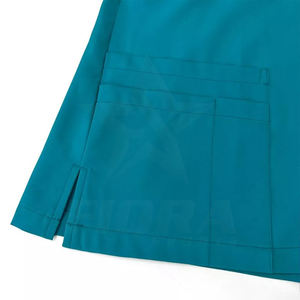 Cómodos juegos de fregado de hospital con tela de sarga duradera Enfermera Trabajo médico Juego de fregado de higo con manga corta Conjunto de fregado de mujer Top - Product Image 4