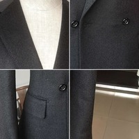 Jas Pria Abu-abu Tua Single Breasted Dua Kancing Kerah Notch Saku Lipat Jas Bisnis Klasik untuk Pria Kantor Custom MTM