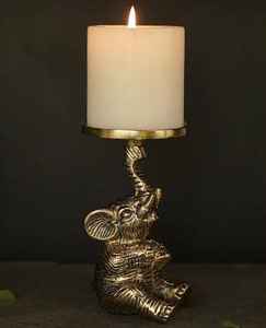 Porte-bougie en forme de colonne d'éléphant pour la décoration de la maison, support artisanal complexe, logo personnalisé en relief, aluminium/fer/laiton de haute qualité - Product Image 2