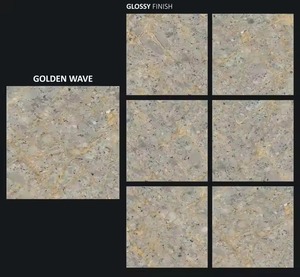 กระเบื้องพอร์ซเลนลายคลื่นสีทองขนาด800x800มม. พื้นภายในโรงแรมเซรามิกขัดเงาแบบเต็มรูปแบบดีไซน์ MCM - Product Image 1