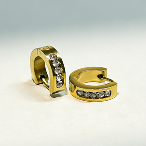 Pendientes de Aro de Acero Inoxidable para Mujer, con Zirconia, Estilo Vintage, Color Oro 18K y Plata, Joyería Elegante - Product Image 5