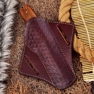 Couteau de chasse en acier Damas fait main, lame Bull Cutter, manche en bois Pakka, design ambidextre, style moderne, finition brossée, cuisine - Product Image 5