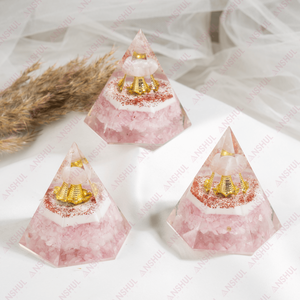 Pirámide de Cuarzo <span class=keywords><strong>Rosa</strong></span> Orgone al por Mayor con Globo, Piedra Preciosa Tallada para Feng Shui, Meditación y Decoración del Hogar, Ecológica - Product Image 4
