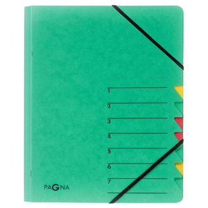 Pagna Easy Din <b>A4</b> 225g/m Pressed Chipboard File <b>Folder</b> Green with Multicolored 7 Compartments - Product Image 3