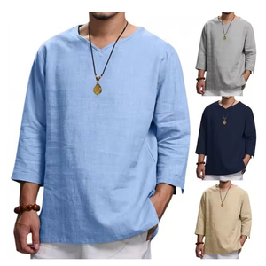 Nueva Camiseta ajustada de Jacquard caliente de verano, camisetas con cuello en V, camisetas para hombres, camisetas con cuello en V personalizadas impresas, camisetas para hombres - Product Image 1