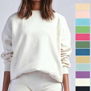 Fabricantes de ropa personalizada de alta calidad tejida de invierno manga de murciélago estampado de transferencia de calor Sudadera de cuello redondo para mujer - Product Image 6