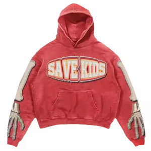 เสื้อมีฮู้ดผ้าคอตตอน100% สำหรับผู้ชายเสื้อมีฮู้ดแบบสวมศีรษะทรงโอเวอร์ไซส์วินเทจขนาดใหญ่ซักกรด - Product Image 5