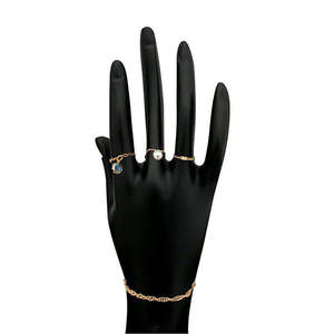 Urthn Fine Jewelry Set Anillos de perlas de piedra chapados en oro con pulsera 1502325A - Product Image 1