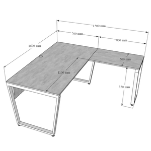 Bureau de direction en forme de L, design minimaliste et luxueux avec pieds en fer trapèze, contreplaqué mélaminé HBTC039 pour chambre et bureau - Product Image 4