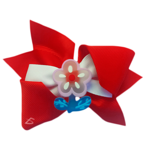 Fiocchi per capelli con clip, accessori per acconciature, abbinabili a dettagli floreali in acrilico in 4 colori trendy - Product Image 3