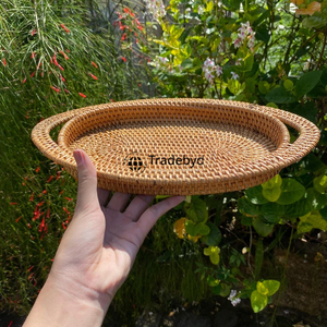 Bandeja de Servicio Móvil de Ratán Tejido Moderno de Primera Calidad, Hecha a Mano, Elegante para el Hogar, Tradebyd - Product Image 1