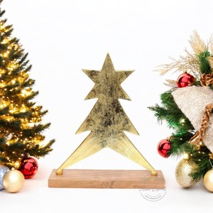 Decoración de árbol de Navidad de madera hecha a mano, ideal para exhibición de mesa de vacaciones, acento festivo de invierno para el hogar y decoración de regalos - Product Image 3