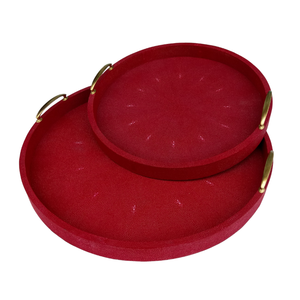 DAPHOCO Model 037 Commercial Grade Shagreen <b>Round</b> <b>Serving</b> <b>Tray</b> with Handles for Tea Coffee Home Decor - Product Image 5