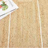 Tapis personnalisé en jute et coton tressé à la main, écologique et antidérapant, 8x10, pour chambre à coucher, salon et usage domestique/commercial