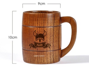 Handcrafted Wooden <b>Beer</b> Tankard <b>Mug</b> with Handle Rustic Vintage Style Solid Wood Drinkware for <b>Beer</b>, Ale, and Beverages - Product Image 2