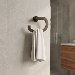 Support mural pour serviette en nickel brossé noir mat, en zinc et plastique, porte-serviettes moderne pour salle de bain, accessoire de toilette - Product Image 1