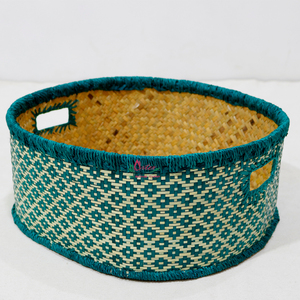 Artex Dong Thap Juego de cestas de anidación ovaladas rústicas de bambú tejidas a mano con patrón de diamantes Almacenamiento decorativo ecológico - Product Image 3