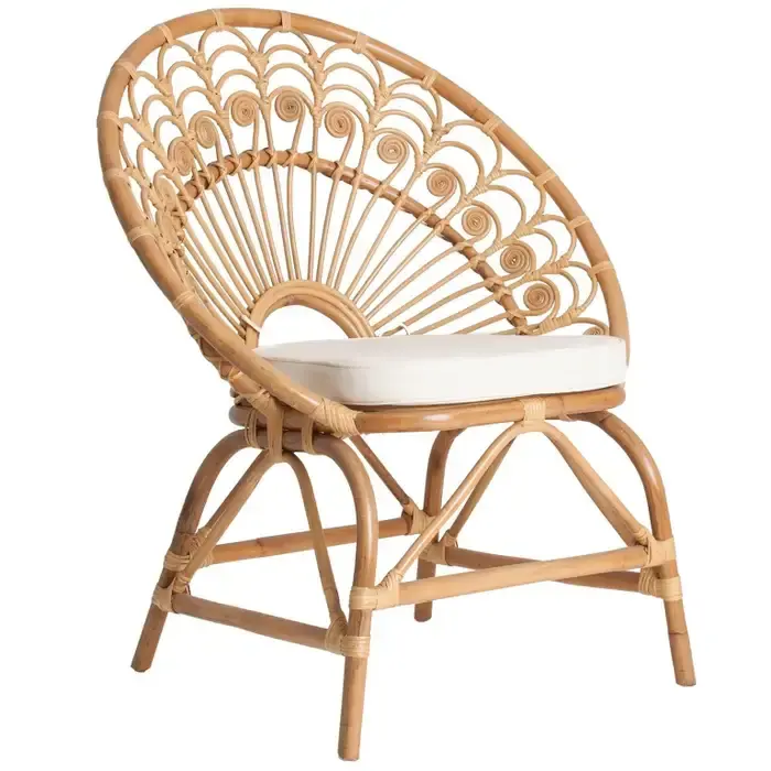 Top Seller Atacado Eco-friendly Novidade Design Vime e Rattan Peacock Poltrona fabricado no Vietnã