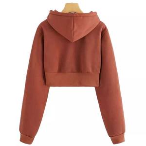 เสื้อฮู้ดตัวสั้นสำหรับผู้หญิงเสื้อฮู้ดพิมพ์ลายผ้าฝ้ายลำลองโลโก้ออกแบบได้ตามต้องการดีไซน์ใหม่ - Product Image 3